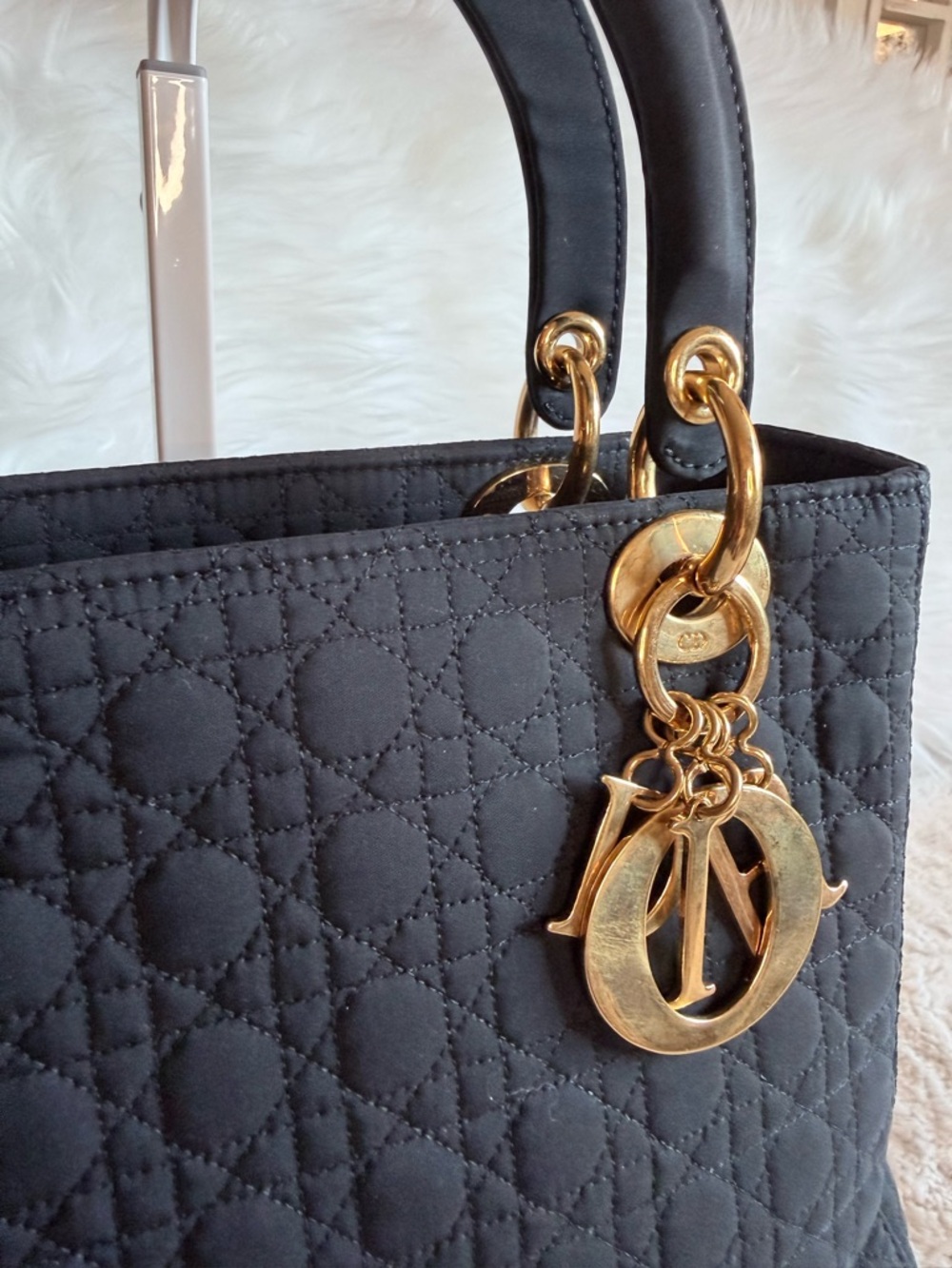 Dior Black Quilted Lady Dior Satchel with Gold Hardware Charms - Picture 5 of 14